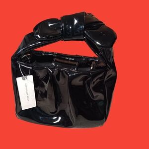 Anthropologie Womens' Black Patent faux leather handbag. NWT
